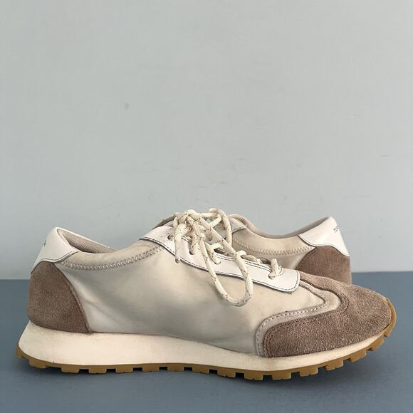 Tory Burch Annie Nylon Suede Ivory White Runner Sneakers - Picture 5 of 9